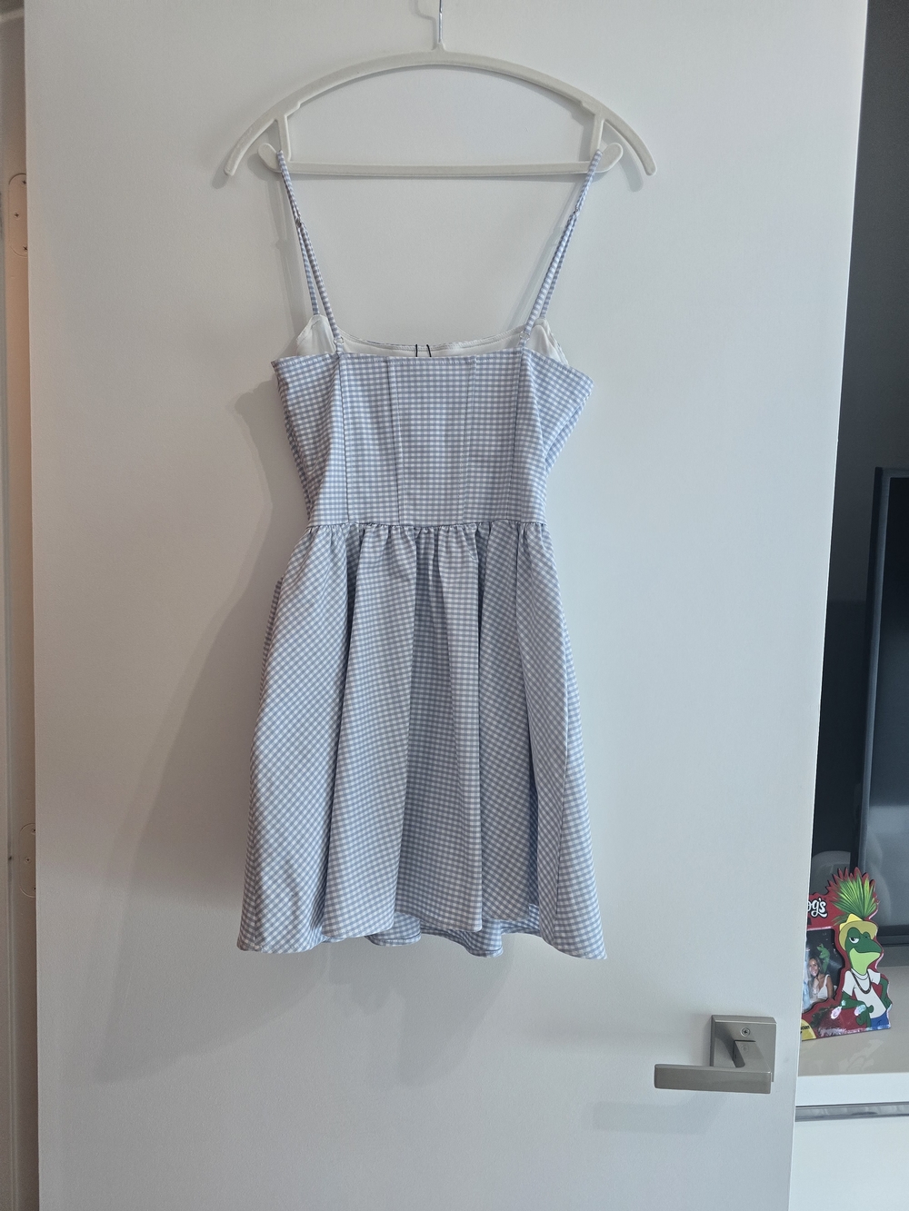 Zara Light Blue Gingham Spaghetti-Strap Kids Dress